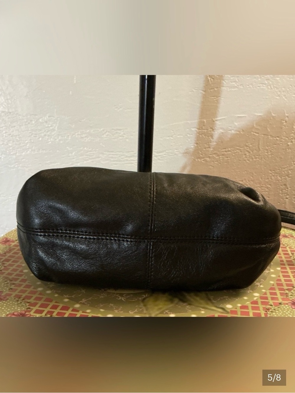 Coach Vintage Ashley EUC Black Leather Crossbody Bag, Purple Interior with COA - Picture 5 of 9